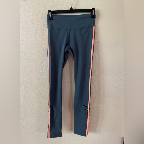 Women's Blue and Coral athletic Leggings - Picture 1 of 2